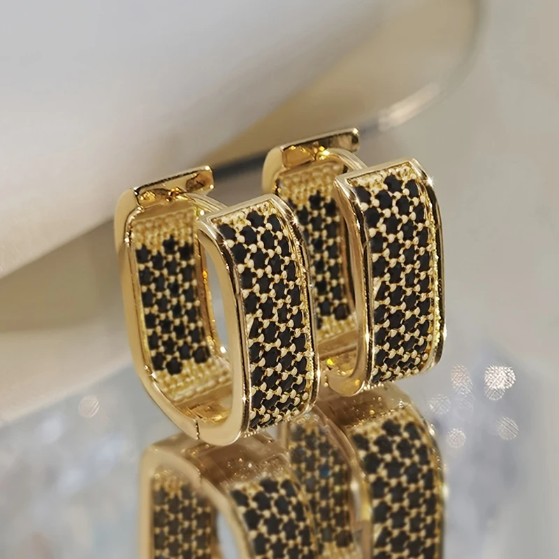 The Luxury Choice: Midnight Eclipse Rectangular Hoops