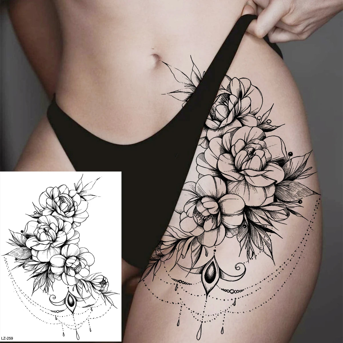Sexy Waterproof Temporary Tattoo – Floral Mandala, Lotus & Animal Designs for Chest & Underboob