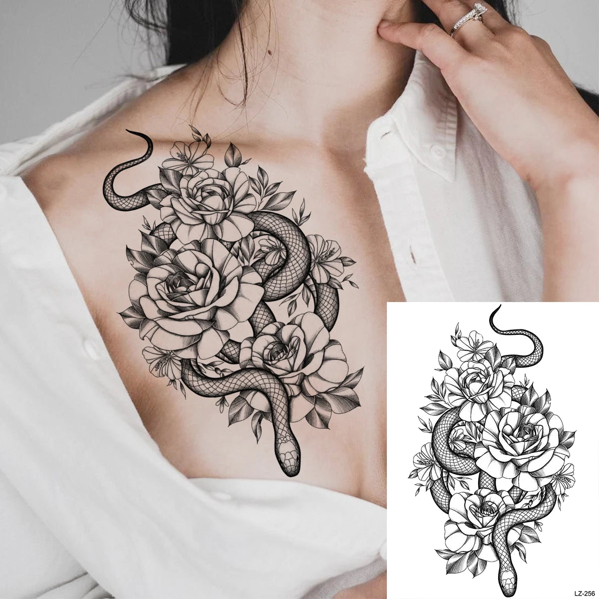 Sexy Waterproof Temporary Tattoo – Floral Mandala, Lotus & Animal Designs for Chest & Underboob