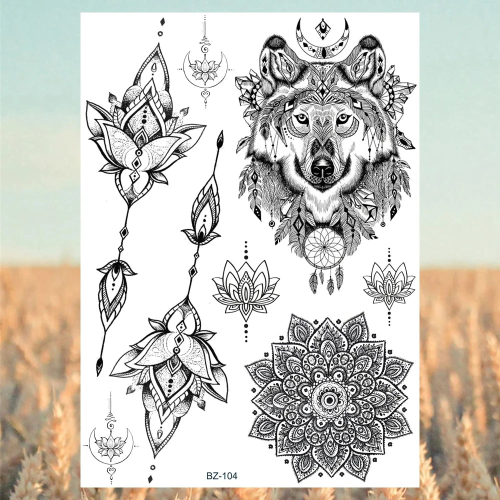 Sexy Waterproof Temporary Tattoo – Floral Mandala, Lotus & Animal Designs for Chest & Underboob
