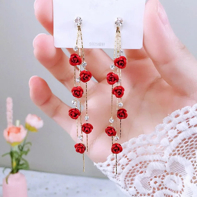 The Elegant Choice: Crimson Blossom Spiral Earrings