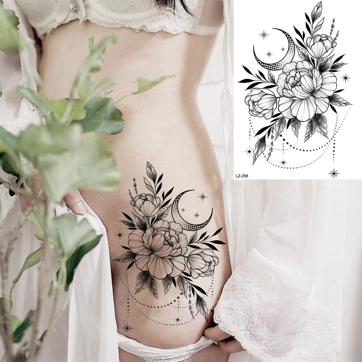 Sexy Waterproof Temporary Tattoo – Floral Mandala, Lotus & Animal Designs for Chest & Underboob