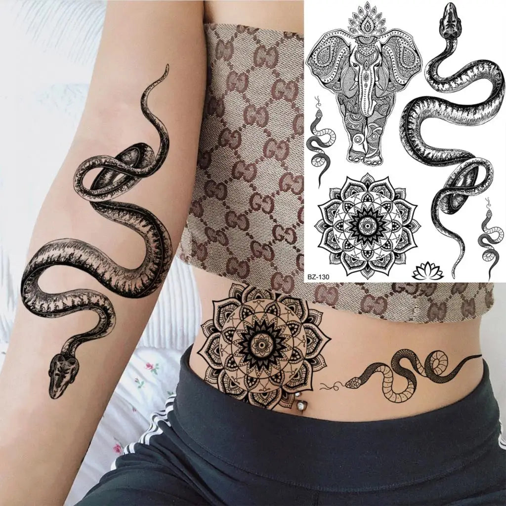 Sexy Waterproof Temporary Tattoo – Floral Mandala, Lotus & Animal Designs for Chest & Underboob