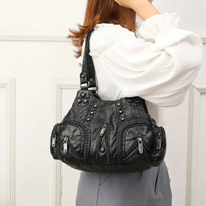 The Daily Essential Hobo – Spacious, Chic, & Organized Leather Shoulder Bag