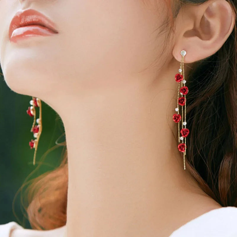 The Elegant Choice: Crimson Blossom Spiral Earrings