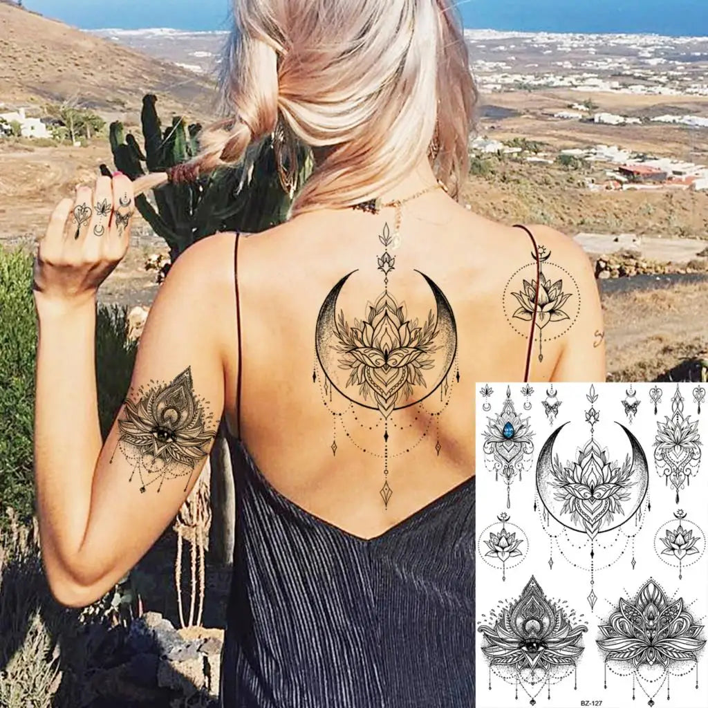 Sexy Waterproof Temporary Tattoo – Floral Mandala, Lotus & Animal Designs for Chest & Underboob
