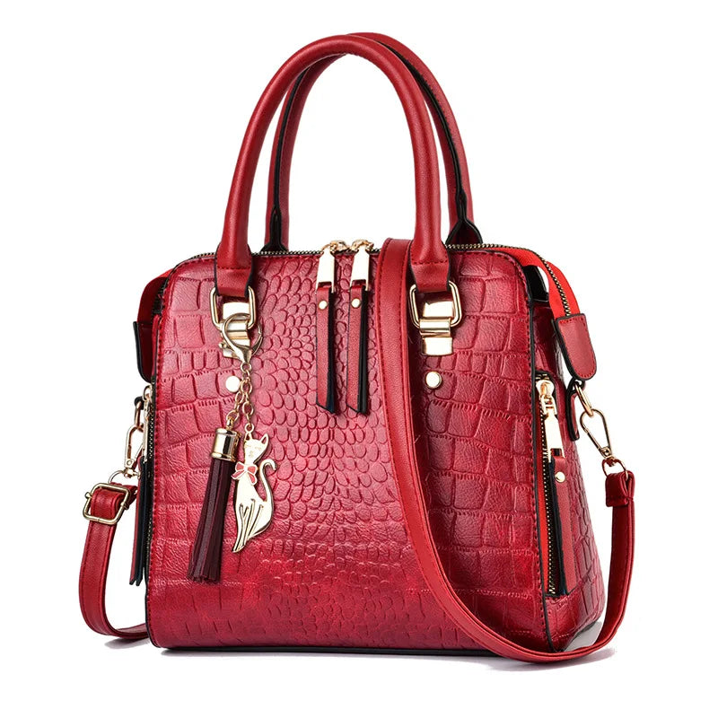 The Luxe Croc-Tassel Handbag – Sophisticated Winter Luxury Elegant Top-Handle & Crossbody