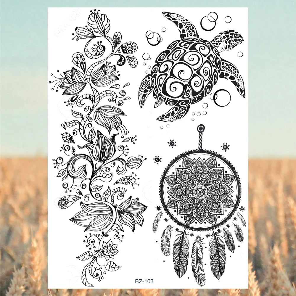 Sexy Waterproof Temporary Tattoo – Floral Mandala, Lotus & Animal Designs for Chest & Underboob