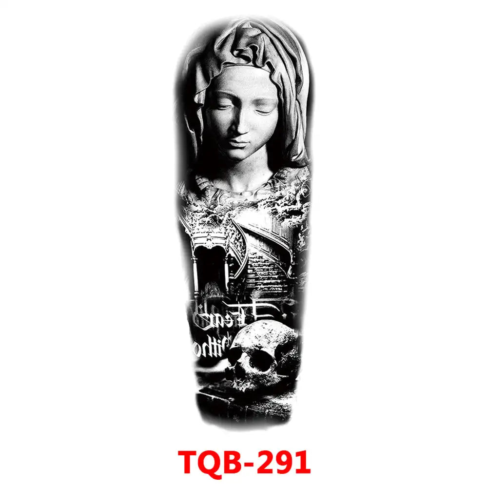 Large Waterproof Full Arm Temporary Tattoo – Intricate Totem & Geometric Sleeve Sticker