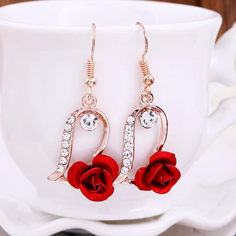 The Elegant Choice: Crimson Blossom Spiral Earrings