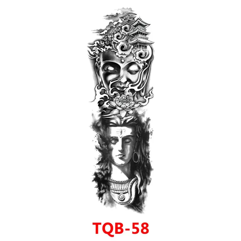 Unisex Full Arm Temporary Tattoo Sticker – Premium Old School Skull Body Art