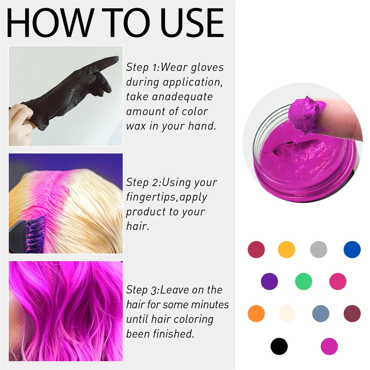 Temporary Hair Color Wax Mud – Easy Wash One-Time Coloring Cream for Hair, Beards, and Eyebrows, Instant Matte Hairstyle Styling Clay for Parties and Cosplay