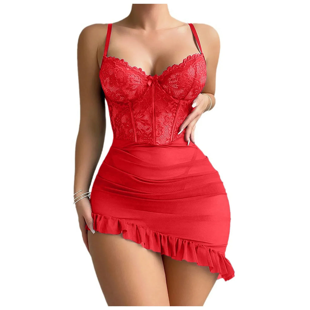 Siren Mesh Ruffle Corset Dress