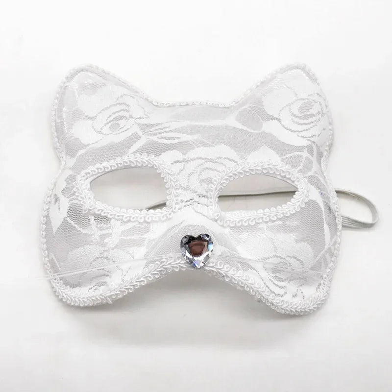 Mysterious Elegance Enchanting Lace Cat & Fox Masquerade Mask for Parties & Events