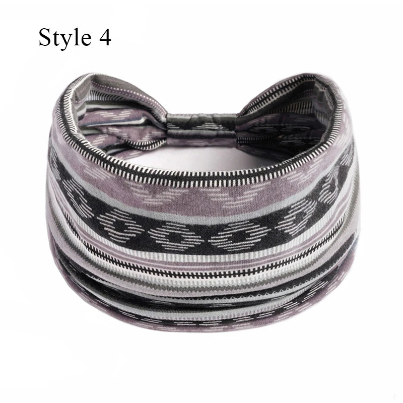 Women's Bohemian Wide Hair Band – Soft Stretchy Floral Turban for Sports, Yoga & Casual Fashion