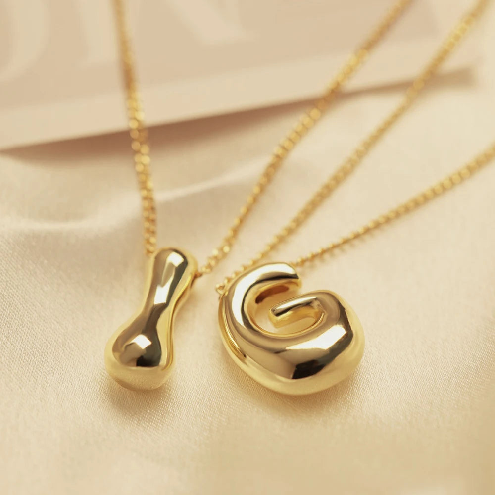Chunky Bubble Letter Pendant Trendy Statement Jewelry Gift
