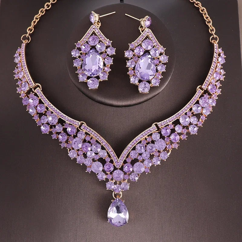 The Royal Radiance AB Crystal Set – Iridescent Necklace & Earring Suite