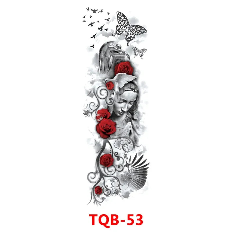 Unisex Full Arm Temporary Tattoo Sticker – Premium Old School Skull Body Art