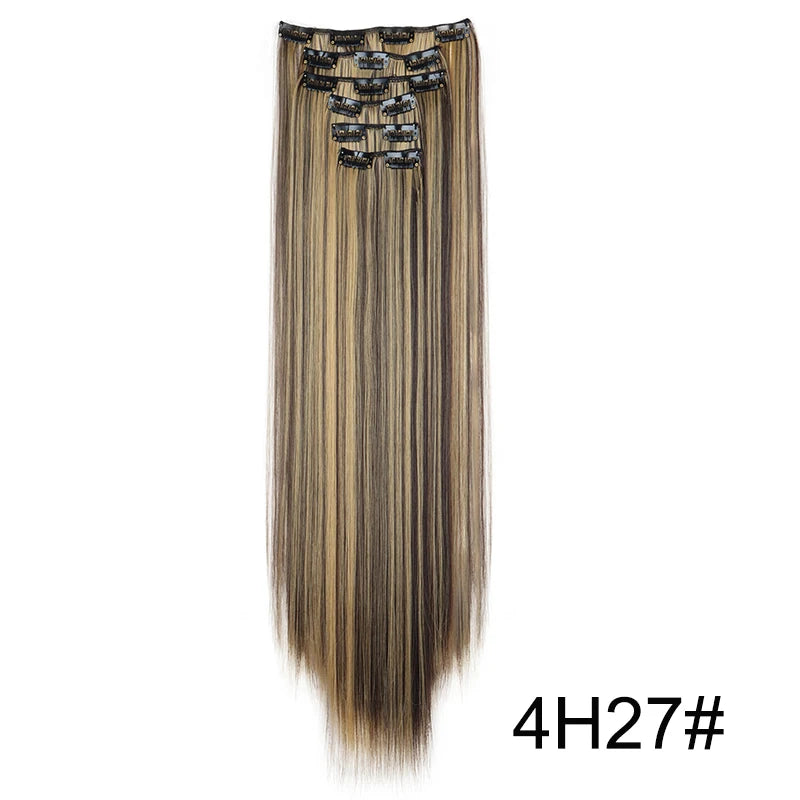 6Pieces/Set Luxe Length Transformation Kit – 24-Inch Silky Straight Synthetic Extensions