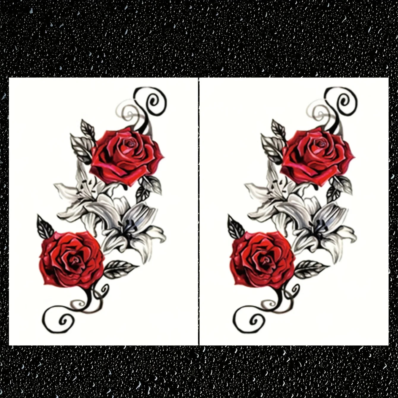 The Seductive Rose Collection: 2-Pack Waterproof Floral Temporary Tattoos