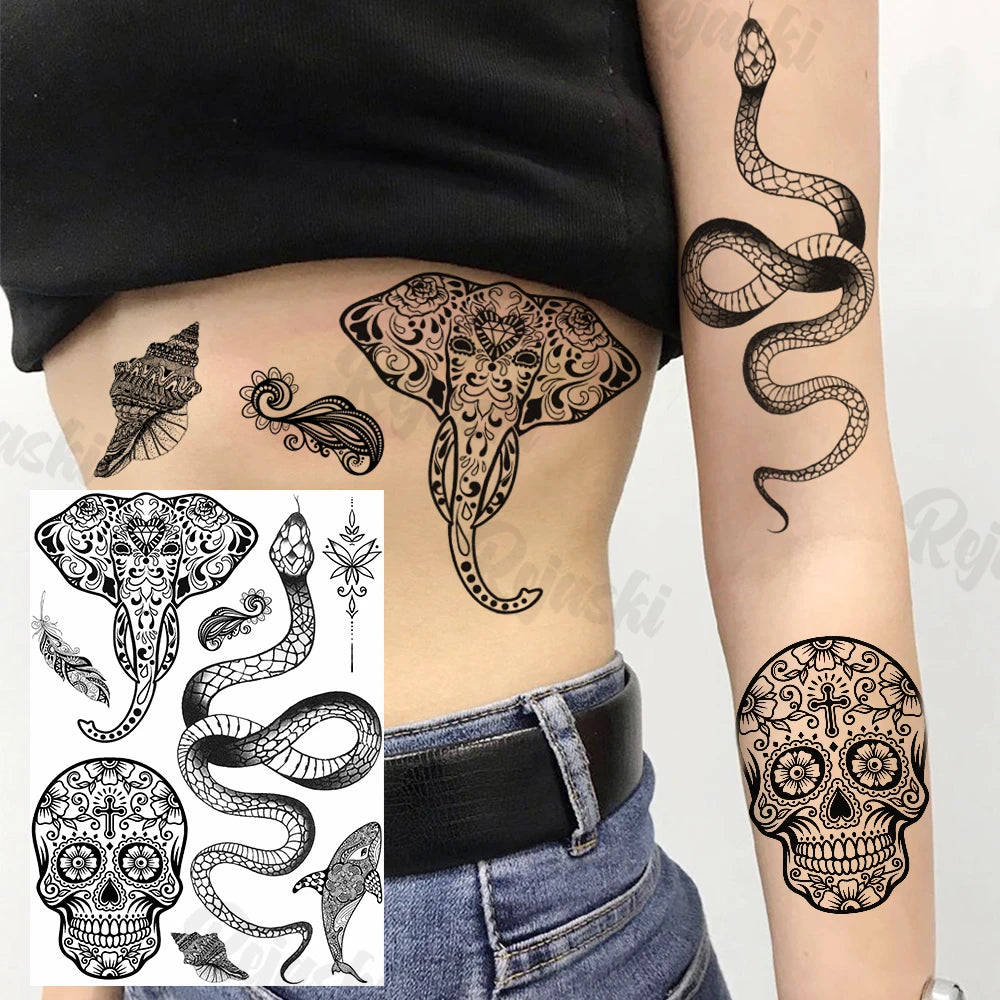 Sexy Waterproof Temporary Tattoo – Floral Mandala, Lotus & Animal Designs for Chest & Underboob