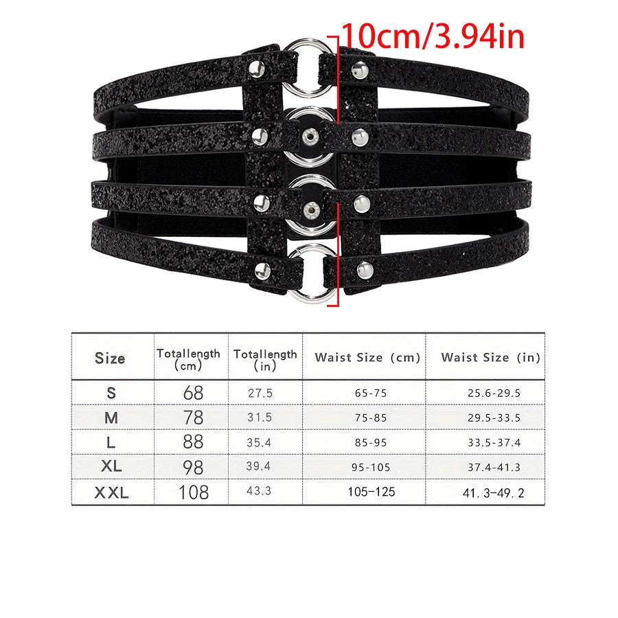 Metallic Multi-Strap Corset Waist Belt – High-Glam Elastic Cinch
