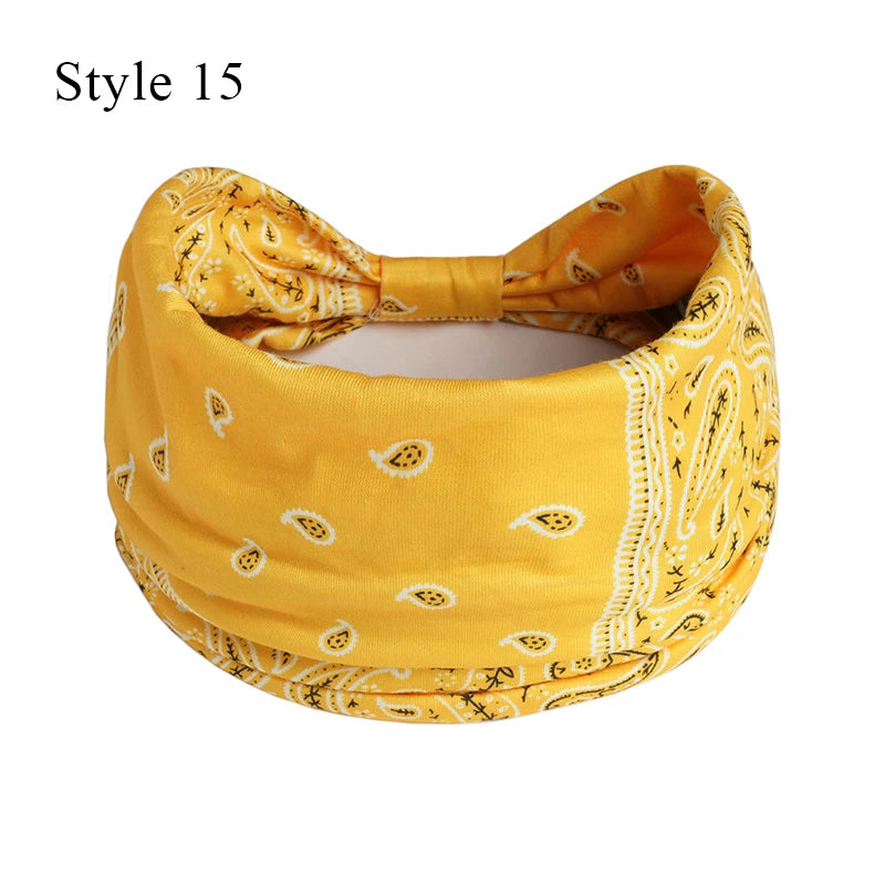 Women's Bohemian Wide Hair Band – Soft Stretchy Floral Turban for Sports, Yoga & Casual Fashion