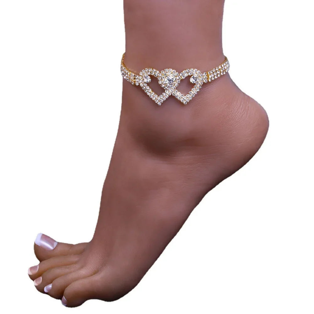 Lumina Shimmer: Luxury Rhinestone Chain Anklets