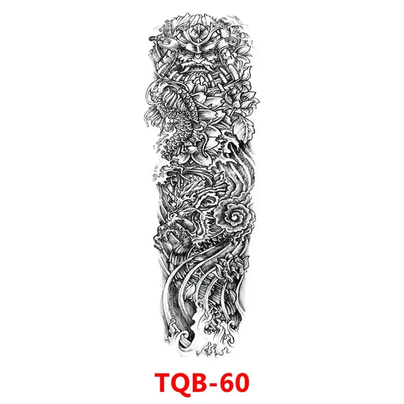 Unisex Full Arm Temporary Tattoo Sticker – Premium Old School Skull Body Art