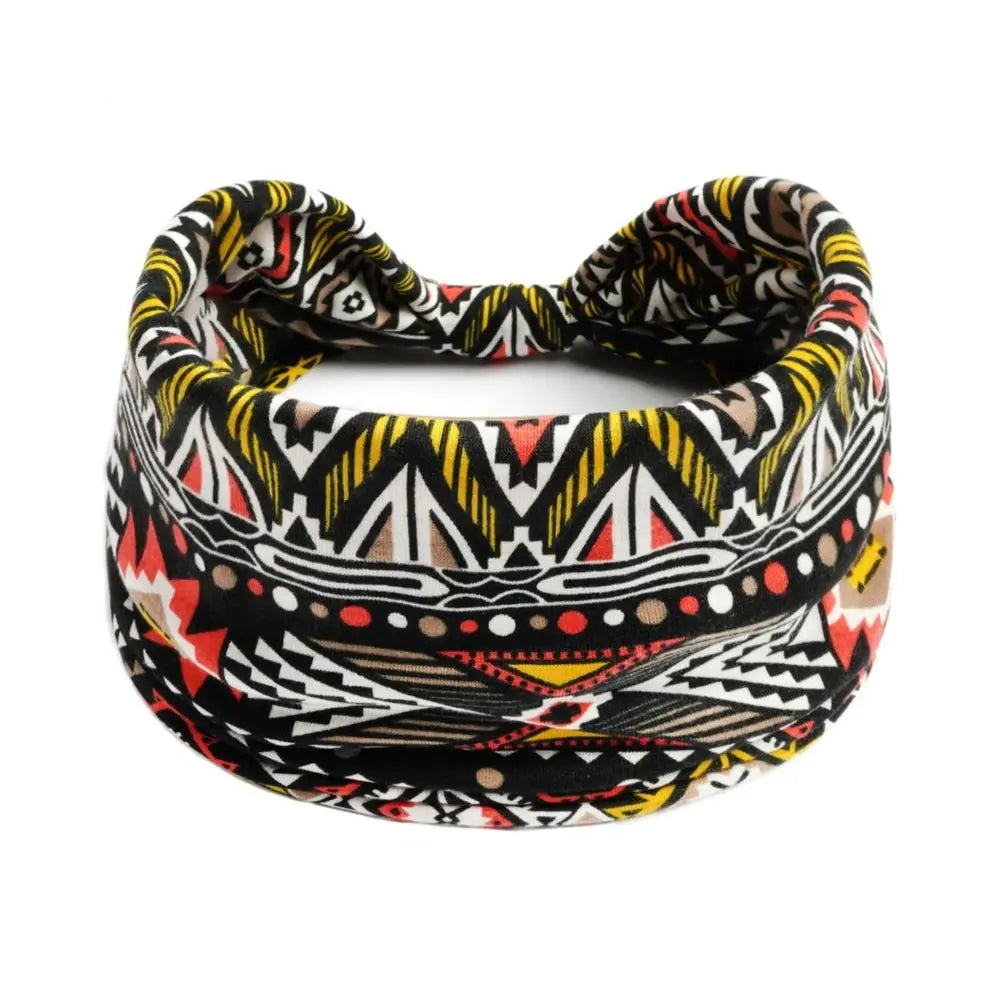 Vintage Bohemian Wide Headband – Elastic Knot Turban Hair Wrap for Effortless Style