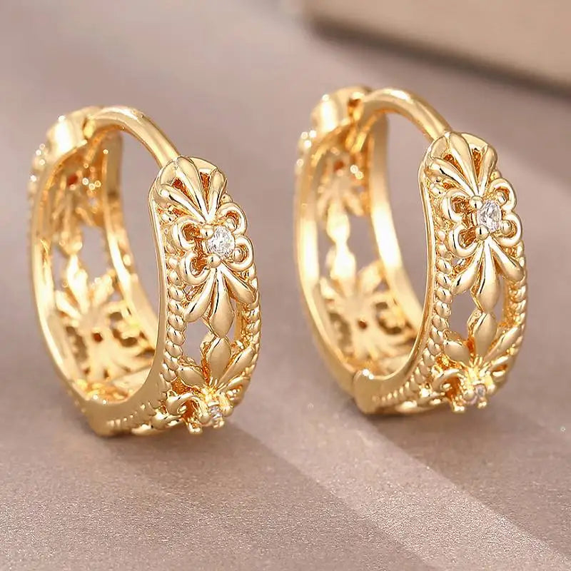 Sophisticated Inlaid Cubic Zirconia Hoops – Gold & Silver Tone/  Silver Color/Gold Color