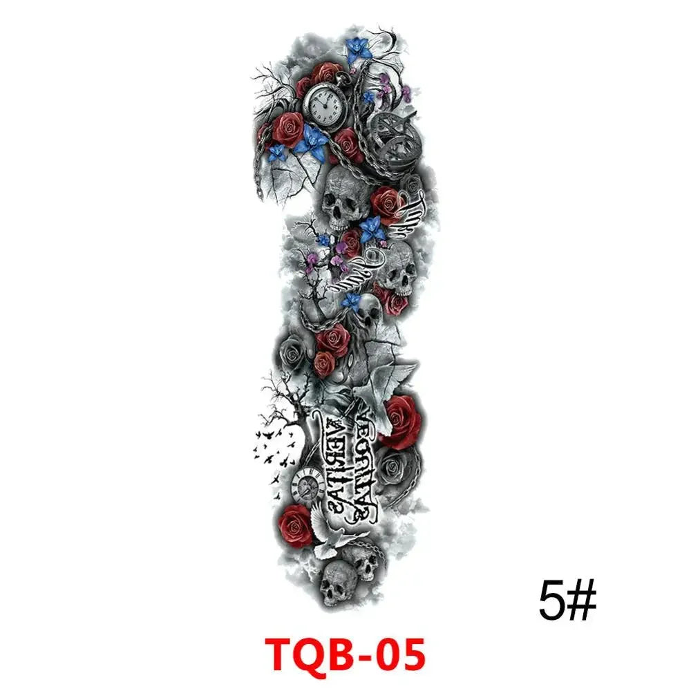 Unisex Full Arm Temporary Tattoo Sticker – Premium Old School Skull Body Art