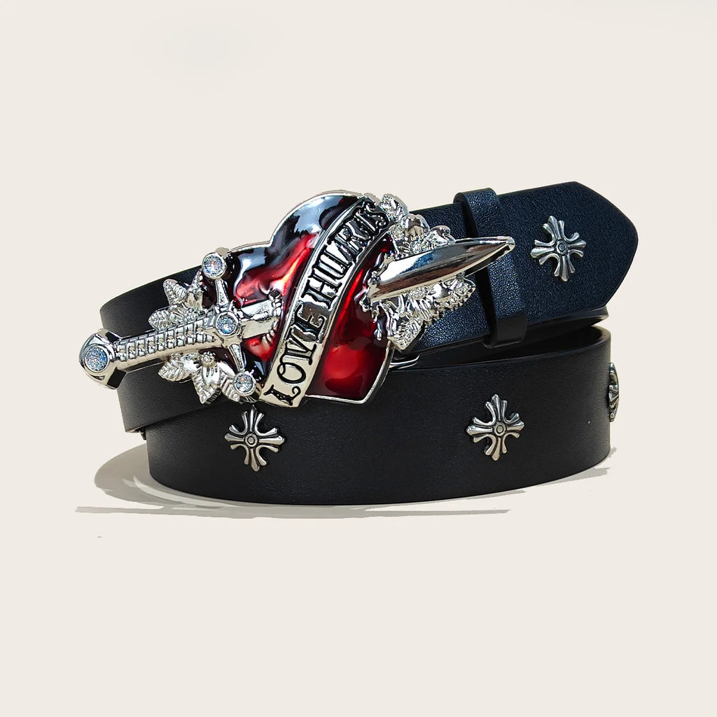 Gothic Punk Cross Hardware Belt – Premium women Fashion Accessory for Alternative Style