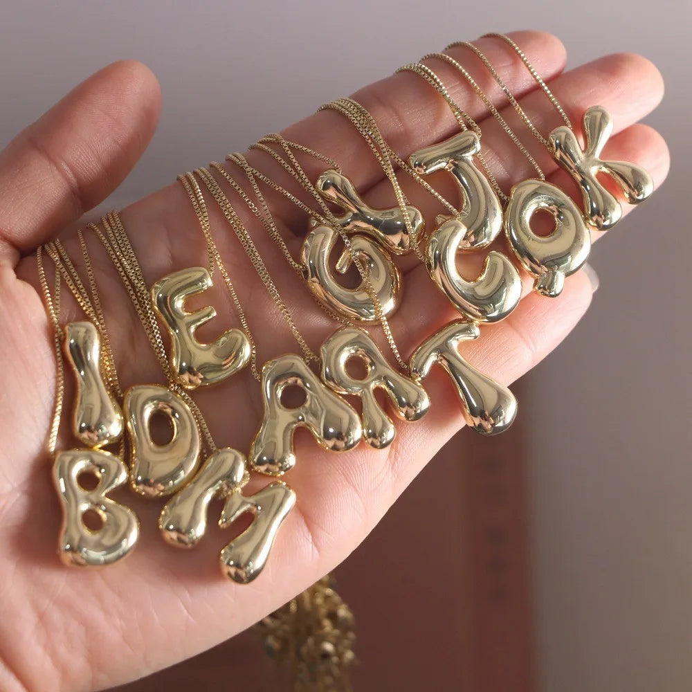 Chunky Bubble Letter Pendant Trendy Statement Jewelry Gift