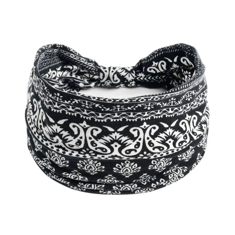 Vintage Bohemian Wide Headband – Elastic Knot Turban Hair Wrap for Effortless Style