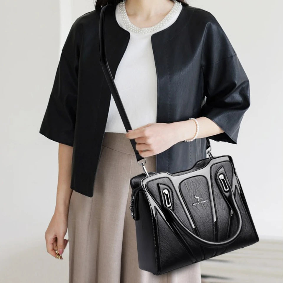 The Tri-Compartment Executive Tote – Luxury Structured Shoulder Bag