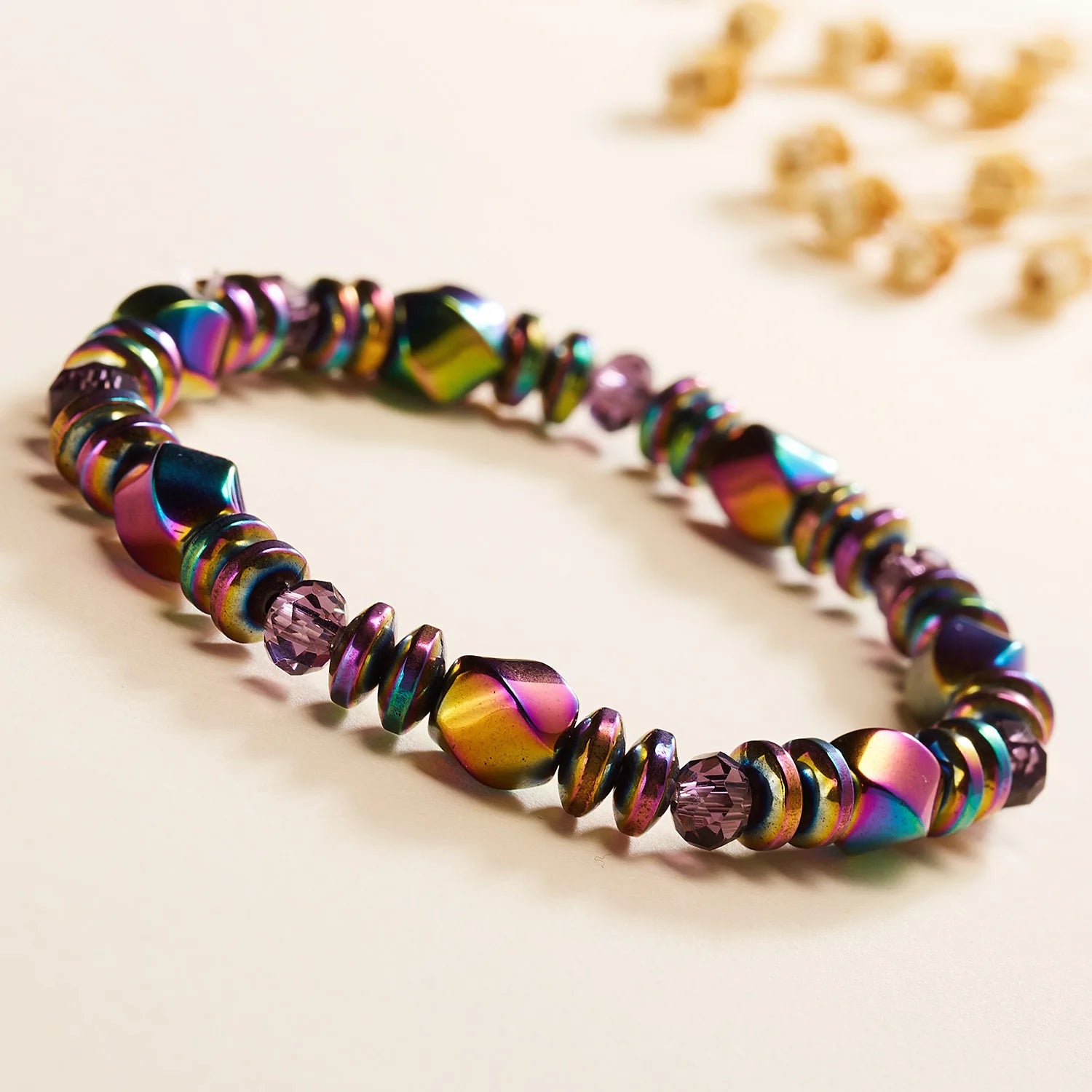 Colored Magnetic Energy Bracelet FOR Health Care Therapy Slim The Body Irregular Natural Stone