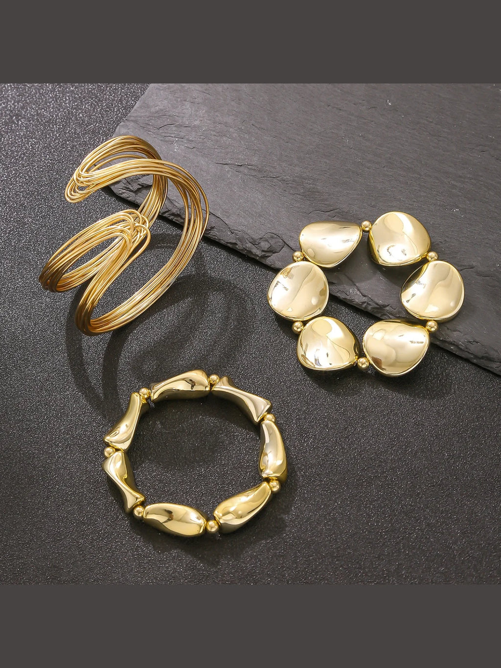 Exaggerated Punk Open Cuff Bracelet Set – Vintage Geometric Twisted Lines Bangle for Women, Festival and Party Fashion Accessories