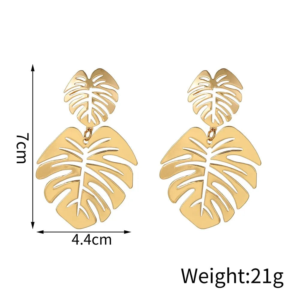 Tropical Vine Dangle Earrings – Radiant Gold-Tone Bohemian Jewelry