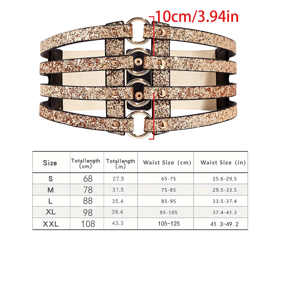 Metallic Multi-Strap Corset Waist Belt – High-Glam Elastic Cinch