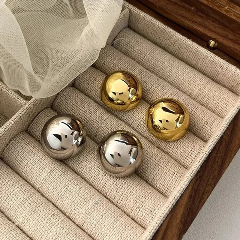 Bold Dome Ball Studs – Trendy Geometric Fashion Earrings for Her