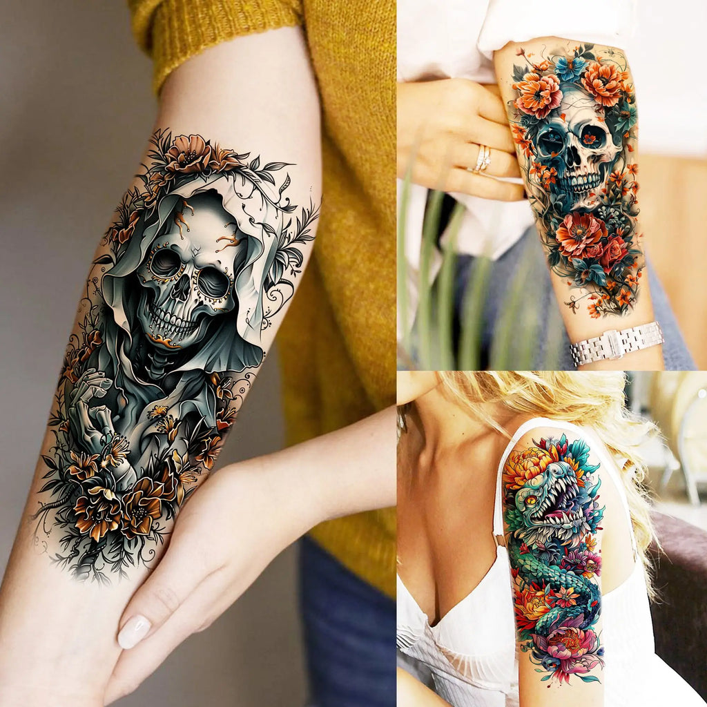 71 Sheets Ultimate Temporary Tattoo Megapack  – Lion, Dragon, Wolf, Flower & Skull Body Art