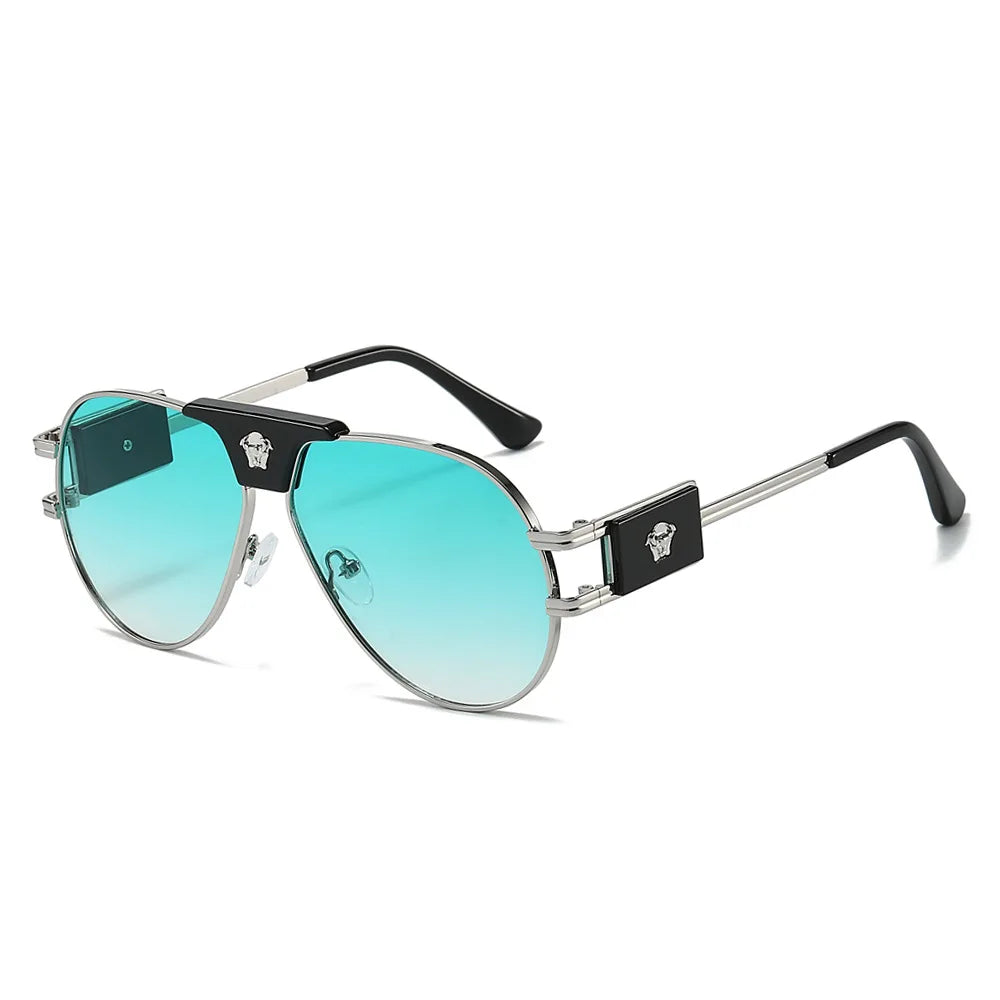 Wild West Luxe: Cattle-Head Accent Aviators Sunglasses Women Brand Designer Cattle Head Decoration