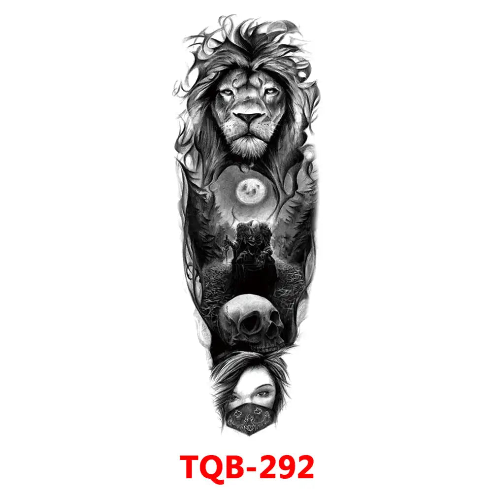 Large Waterproof Full Arm Temporary Tattoo – Intricate Totem & Geometric Sleeve Sticker