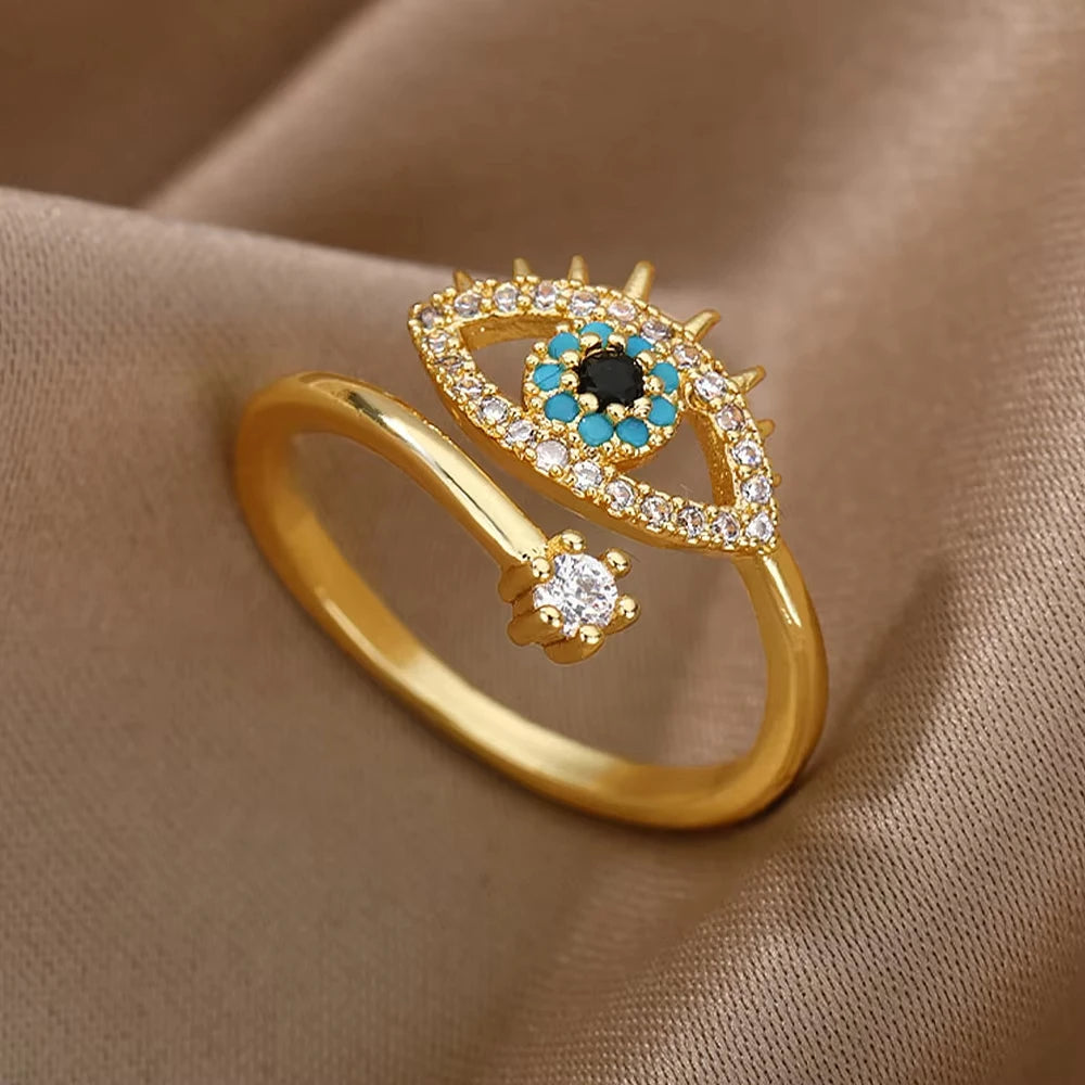 Adjustable Trendy Celestial Protection Geometric Ring Collection
