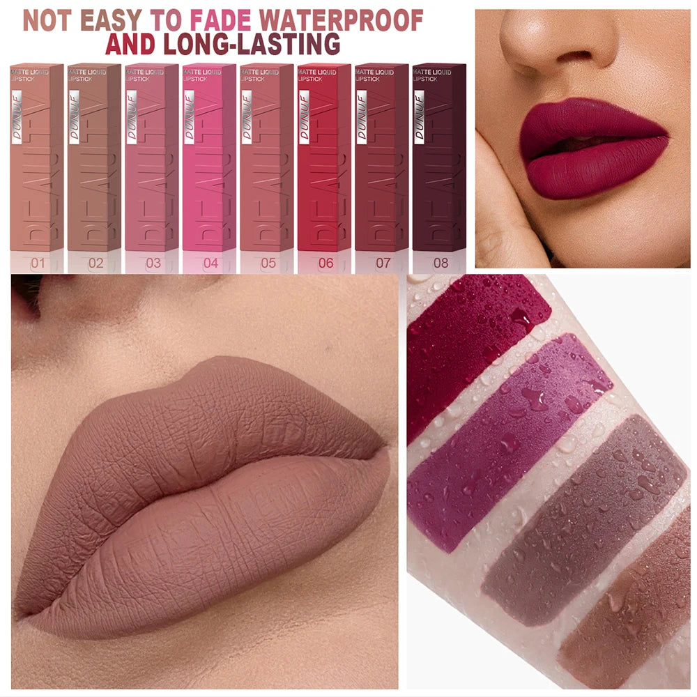 LUX LADY Square-Tube Velvet Matte Lipstick – 8-Color Plumping Lip Glaze