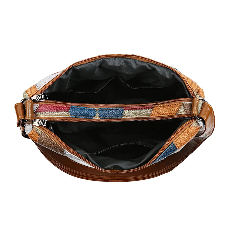 The Retro Artisan Tote – Patchwork Leather-Look Shoulder Bag