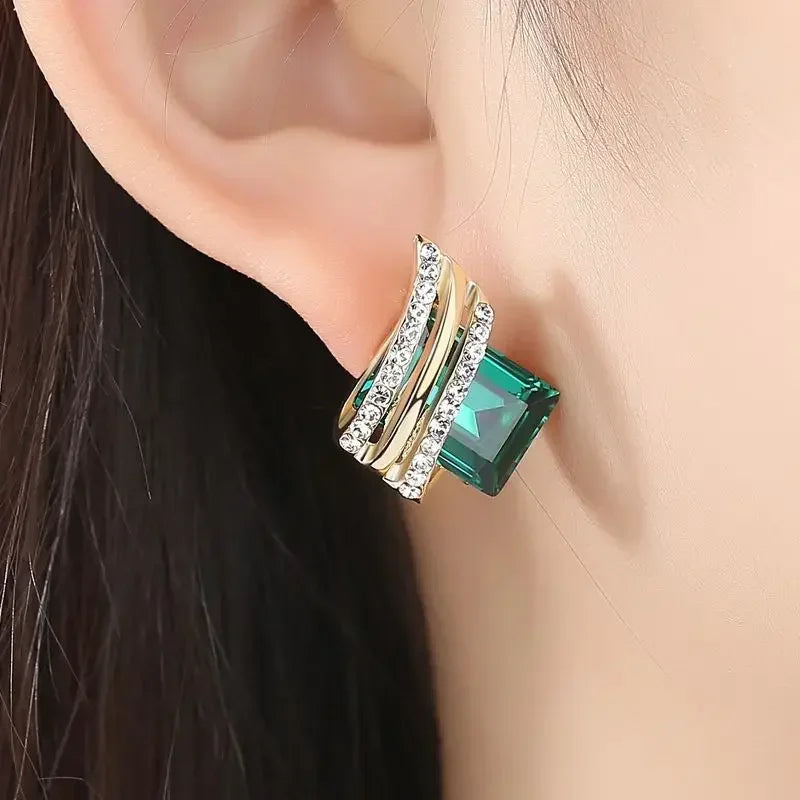 Gold-plated Zircon Earring Crystal  Engagement  for women