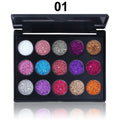 Diamond Radiance Kaleidoscope 15-Color Glitter Palette – Waterproof & Vibrant Makeup Essential
