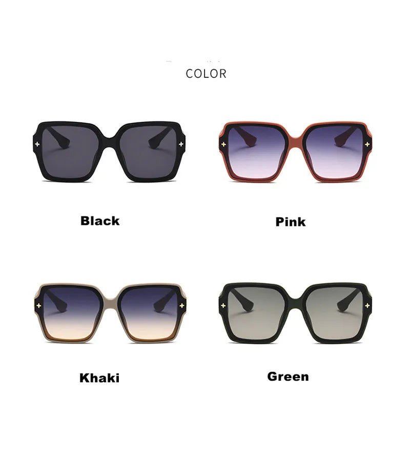 Fashion Square Frame Sunglasses for Women Luxury UV Protection Large Frame All-MatcH